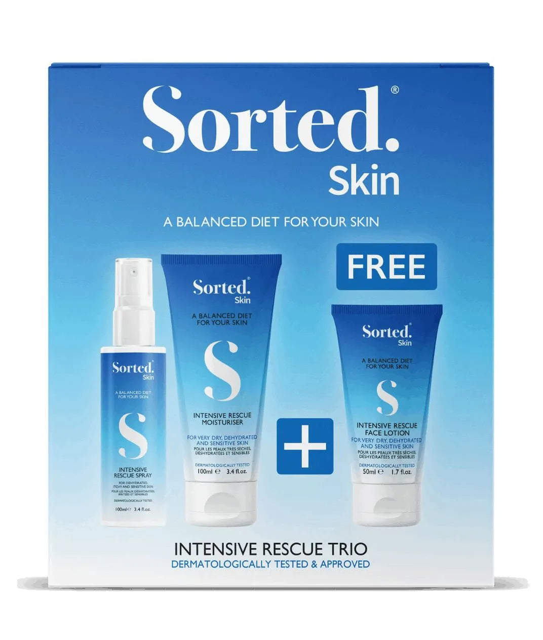 Intensive Rescue Trio - Spray & Moisturiser + Face Lotion GRATIS Sorted Skin