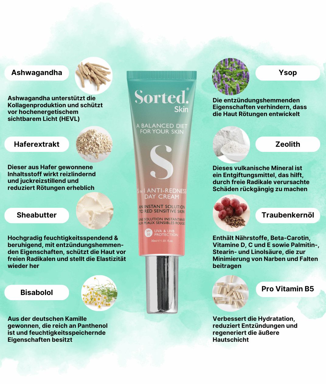 5 in 1 Anti-Redness Tagescreme SPF 50 Tagescreme Sorted Skin